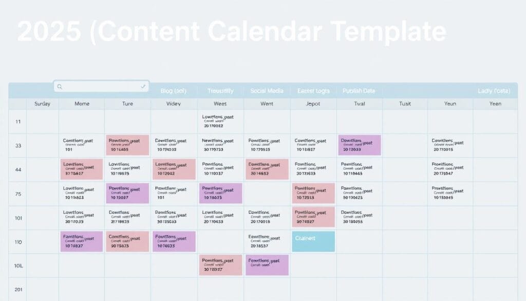 2025 Content Calendar Template - downloadable template preview with text 2025 Content Calendar Template - downloadable template preview with text