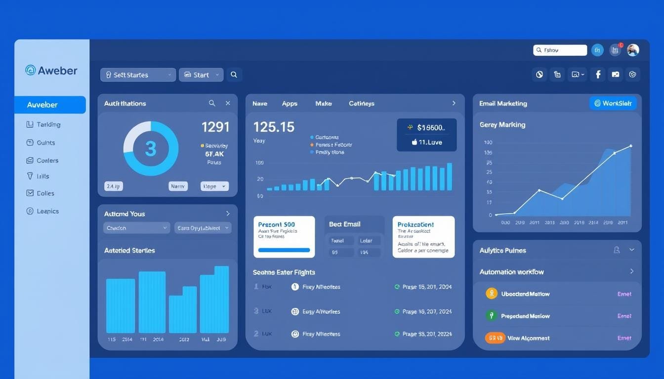 AWeber dashboard interface 2025 showing email marketing analytics