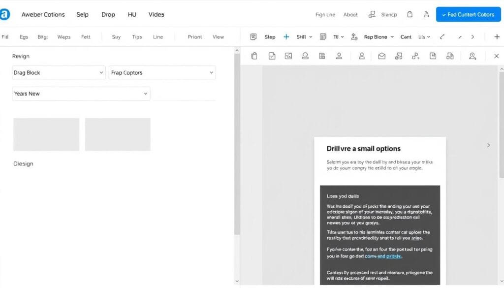 AWeber email template editor showing design options AWeber email template editor showing design options