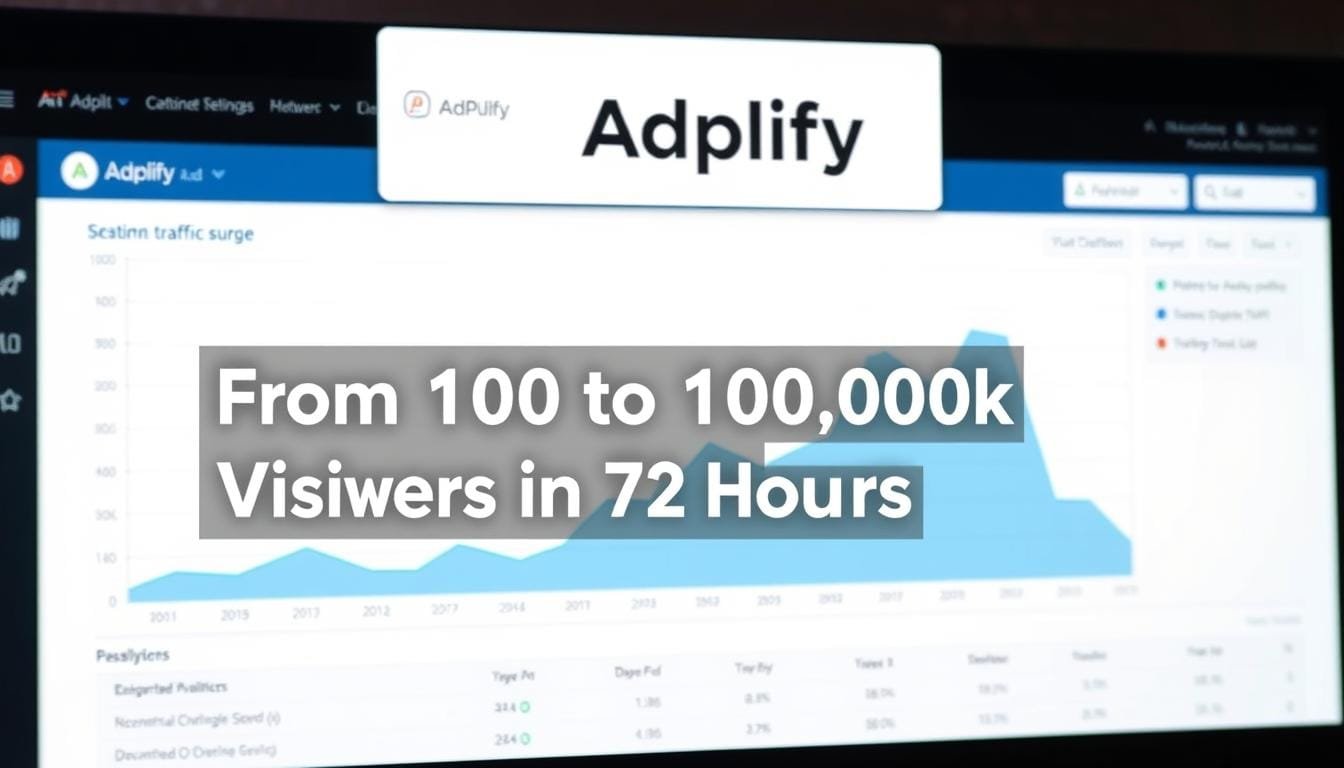 AdPlify viral marketing results showing traffic increase from 100 to 100k visitors