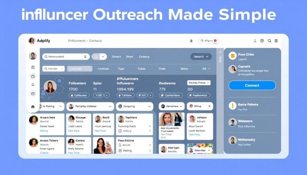 AdPlify's influencer outreach tool interface AdPlify's influencer outreach tool interface