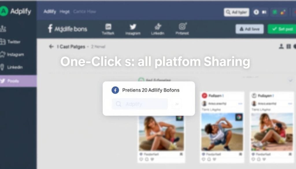 AdPlify's one-click cross-platform sharing feature AdPlify's one-click cross-platform sharing feature
