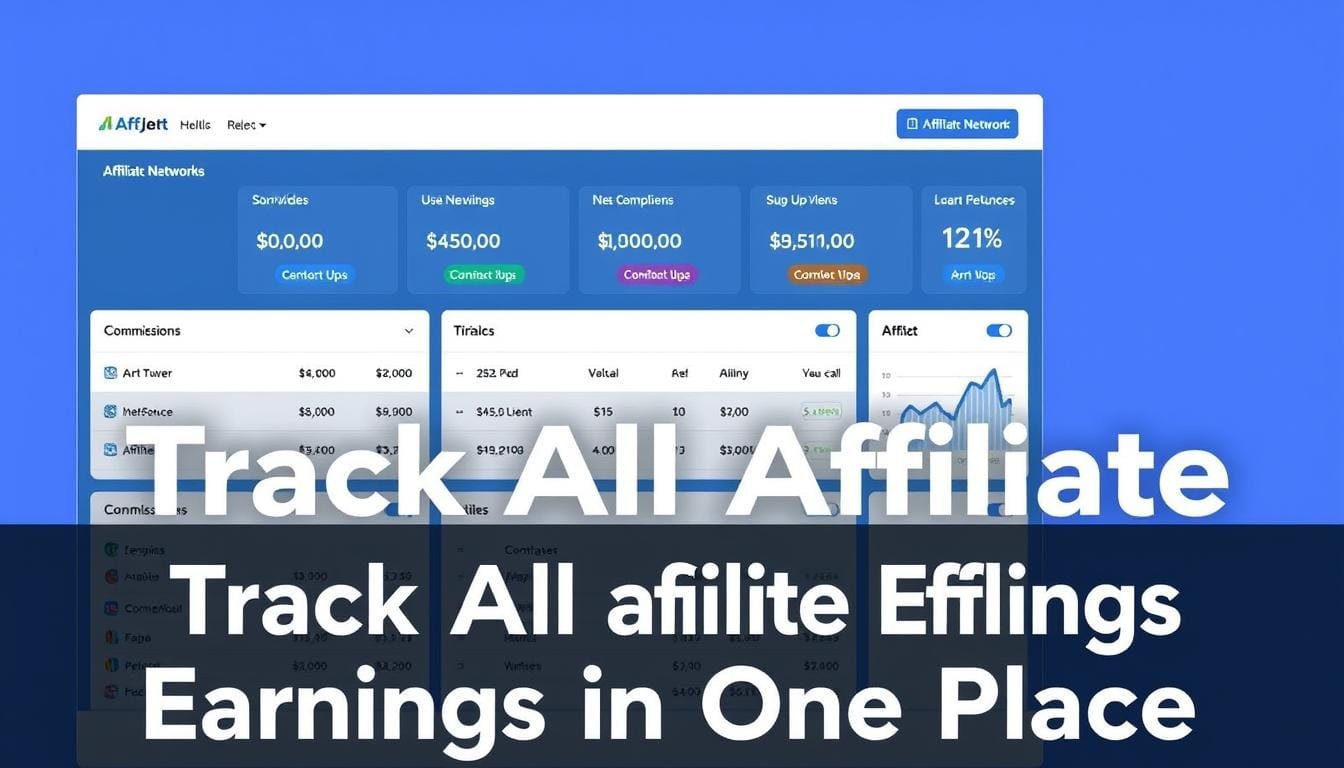 AffJet affiliate commission dashboard showing multiple network earnings in one interface