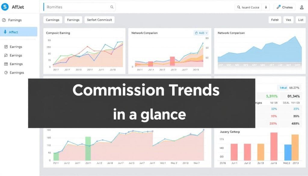 AffJet data visualization showing commission trends and performance graphs AffJet data visualization showing commission trends and performance graphs