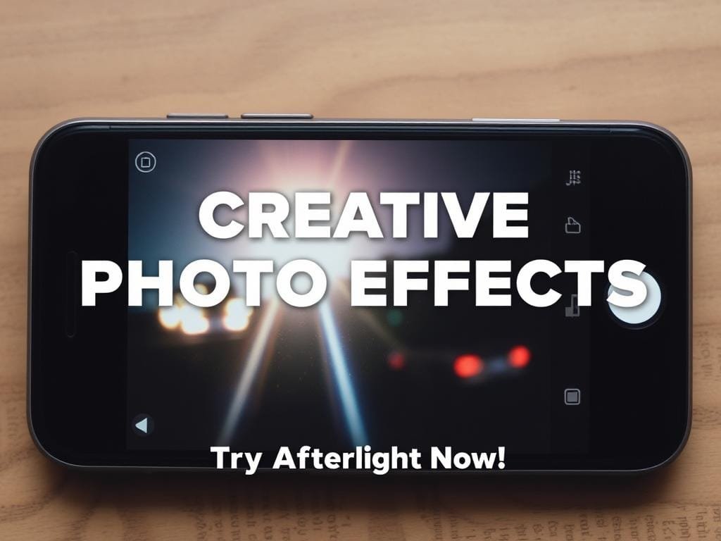 Afterlight app interface showing creative filters and effects Afterlight app interface showing creative filters and effects