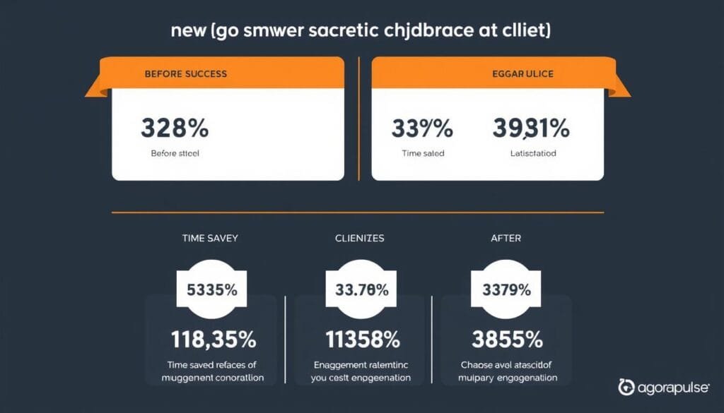 Agency case study results showing improved metrics after implementing Agorapulse Agency case study results showing improved metrics after implementing Agorapulse