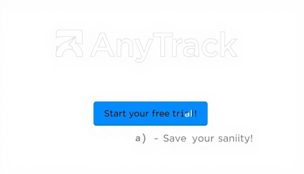AnyTrack logo with call-to-action button for free trial AnyTrack logo with call-to-action button for free trial