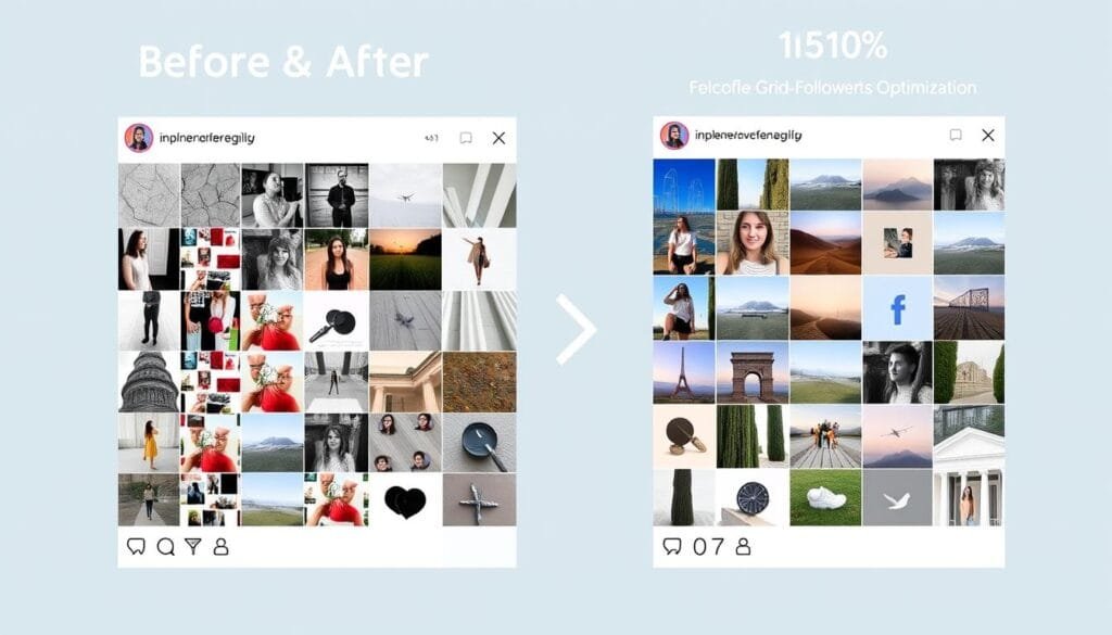 Before and after comparison of Instagram grid transformation using Planoly Before and after comparison of Instagram grid transformation using Planoly