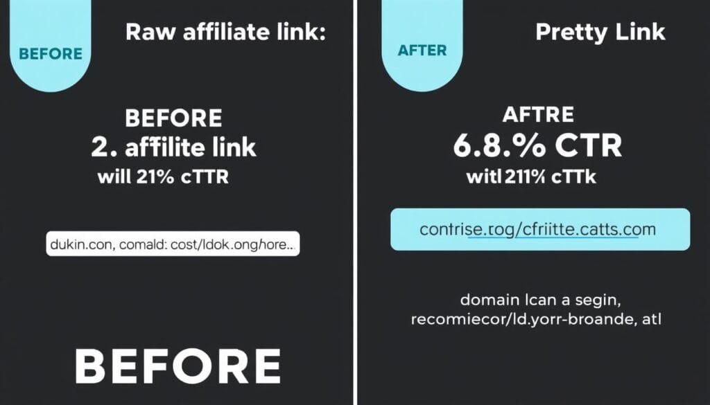 Before and after comparison of affiliate links showing increased click rate Before and after comparison of affiliate links showing increased click rate
