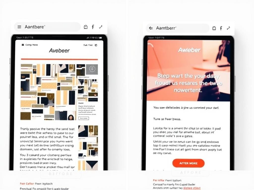 Before and after comparison of mobile-optimized email designs in AWeber Before and after comparison of mobile-optimized email designs in AWeber