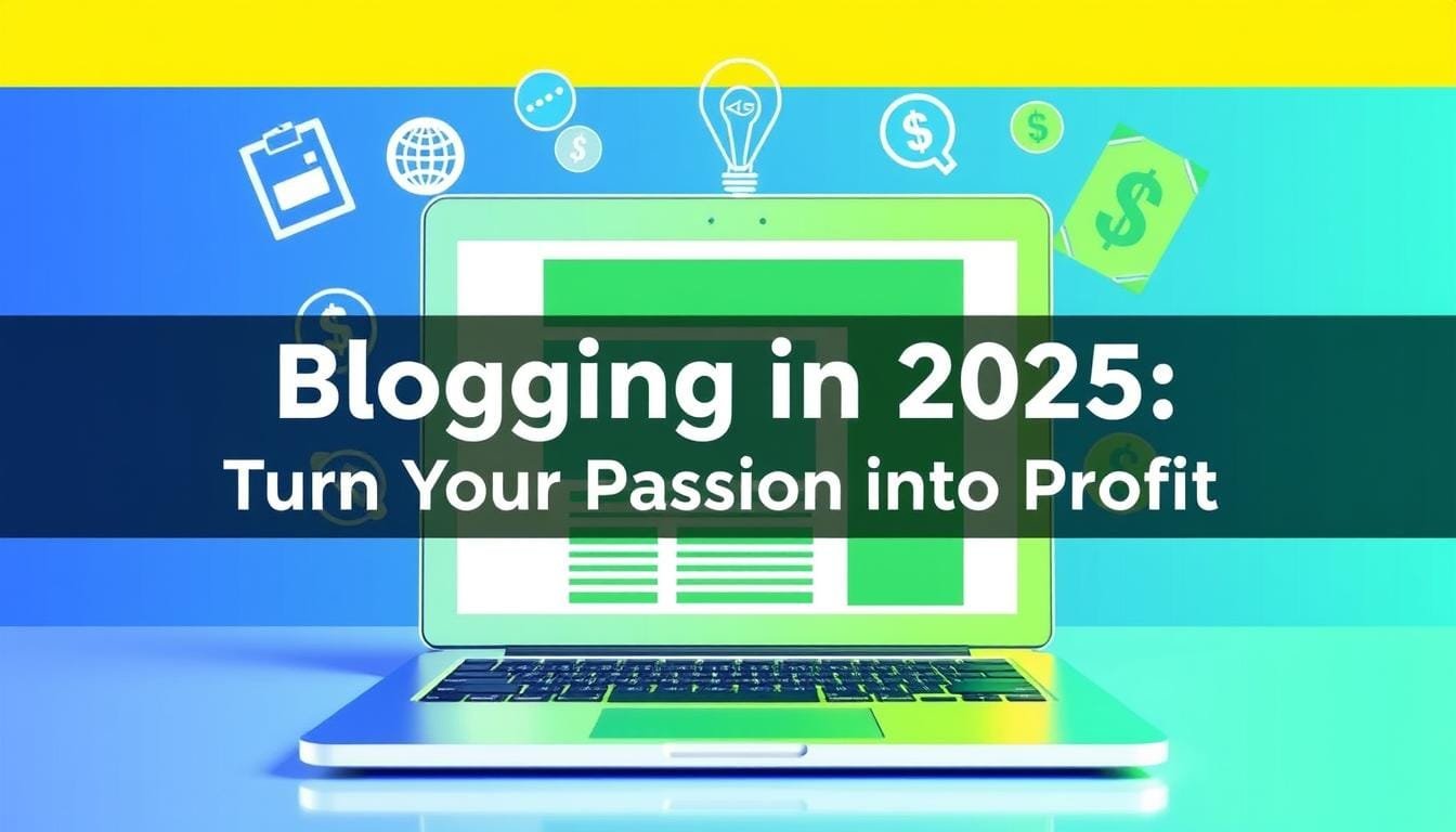 Blogging in 2025: Turn Your Passion into Profit - laptop with blog and money icons