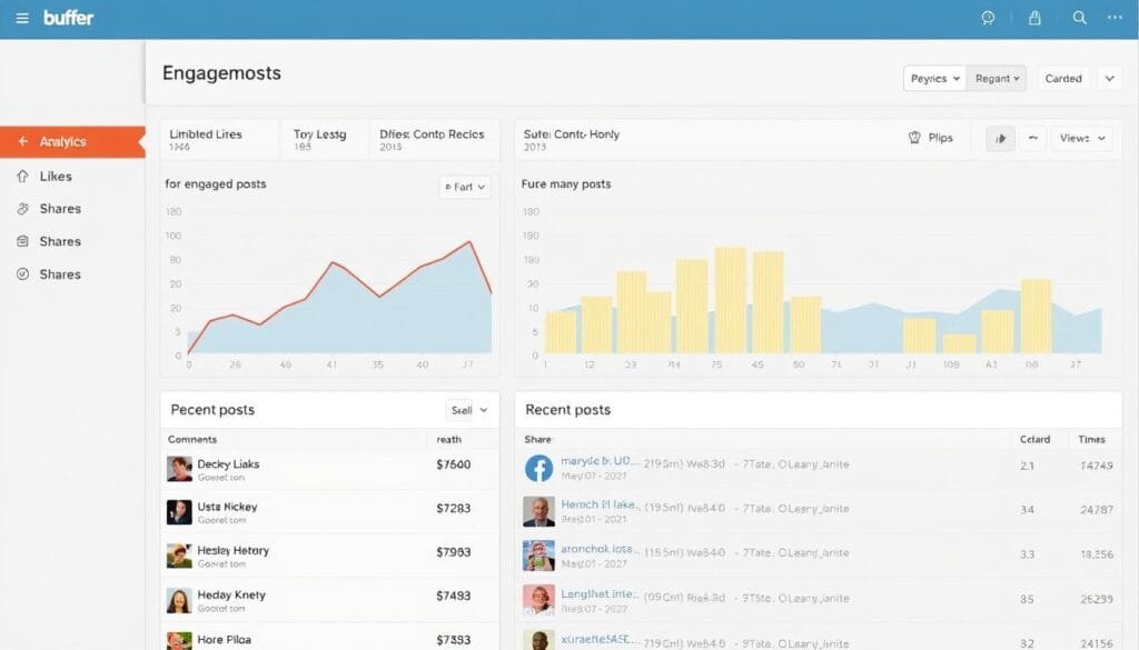 Buffer analytics dashboard showing post performance metrics Buffer analytics dashboard showing post performance metrics