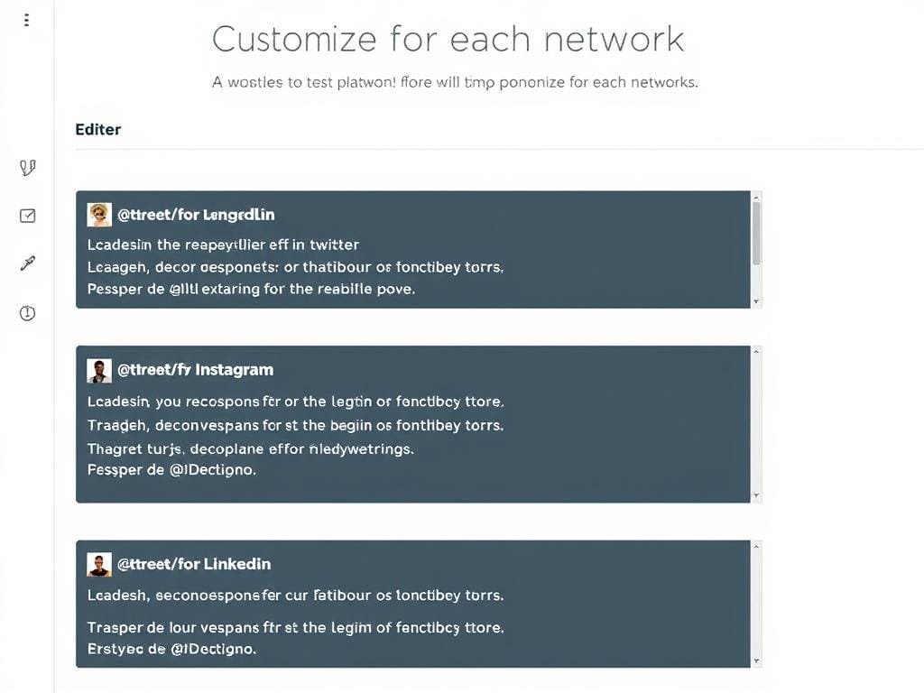 Buffer customize for each network feature showing different versions of the same post Buffer customize for each network feature showing different versions of the same post