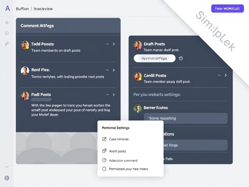 Buffer's team collaboration interface showing comment and approval features Buffer's team collaboration interface showing comment and approval features