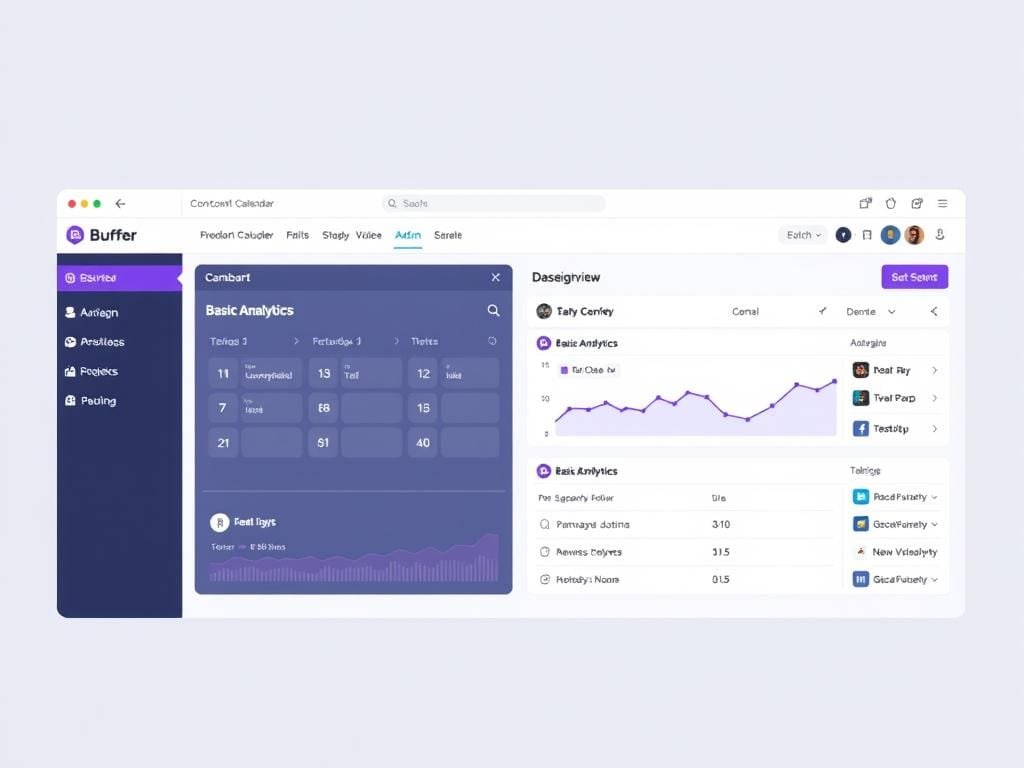 Buffer's user interface showing streamlined dashboard Buffer's user interface showing streamlined dashboard