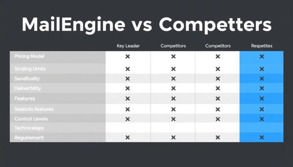 Comparison chart showing MailEngine versus traditional email marketing platforms Comparison chart showing MailEngine versus traditional email marketing platforms