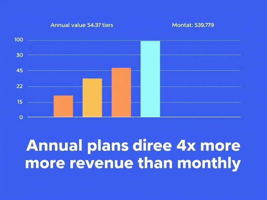 Comparison chart showing annual plans drove 4x more revenue than monthly plans Comparison chart showing annual plans drove 4x more revenue than monthly plans