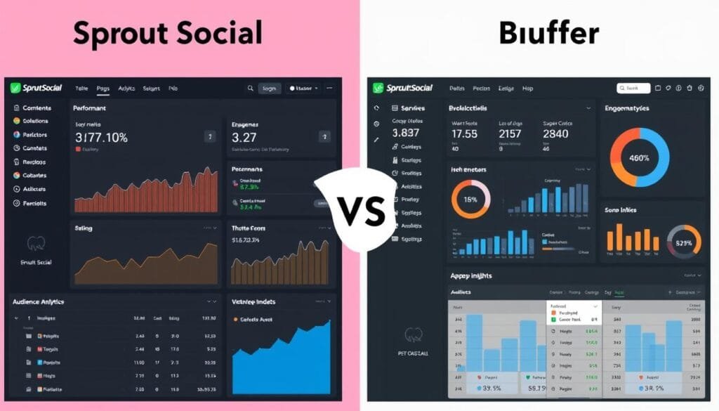 Comparison of analytics dashboards between Sprout Social and Buffer Comparison of analytics dashboards between Sprout Social and Buffer