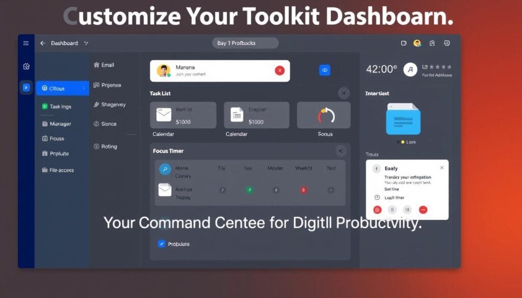 Customizable dashboard interface of the Digital Time Savers Toolkit Customizable dashboard interface of the Digital Time Savers Toolkit