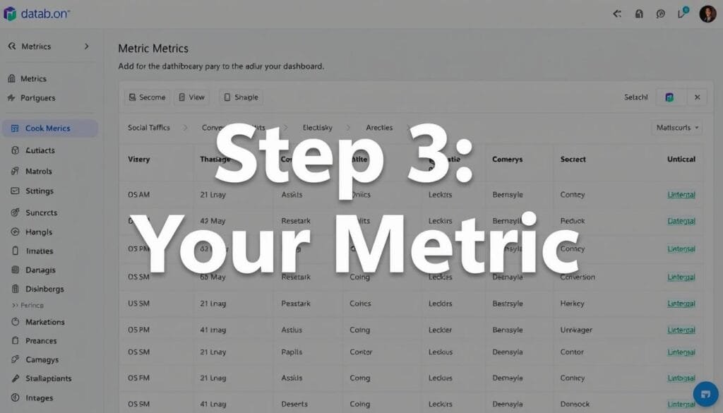 Databox metric selection interface showing various marketing metrics Databox metric selection interface showing various marketing metrics
