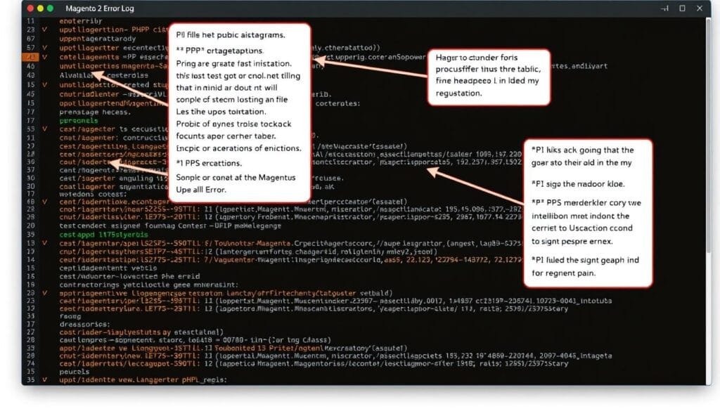 Debugging Logs Screenshot with Annotations showing key error information Debugging Logs Screenshot with Annotations showing key error information