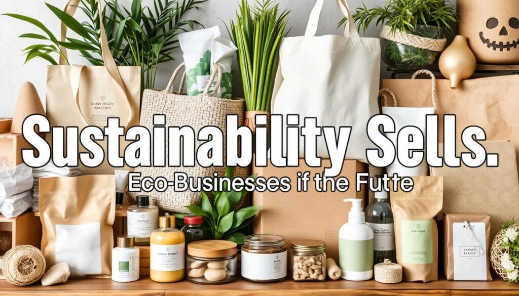 Display of eco-friendly products with sustainable packaging and materials Display of eco-friendly products with sustainable packaging and materials