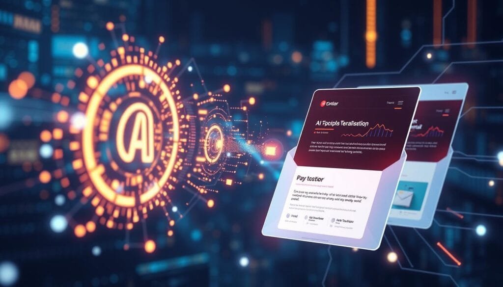 Futuristic email marketing concept showing AI personalization Futuristic email marketing concept showing AI personalization