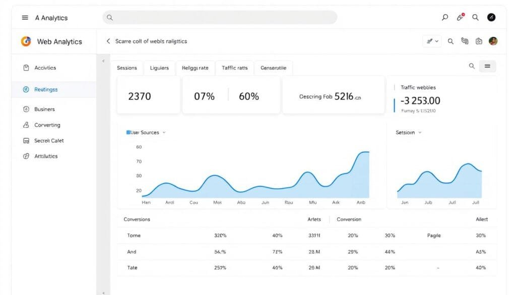 Google Analytics 4 dashboard in 2025 showing acquisition metrics and user journey visualization Google Analytics 4 dashboard in 2025 showing acquisition metrics and user journey visualization