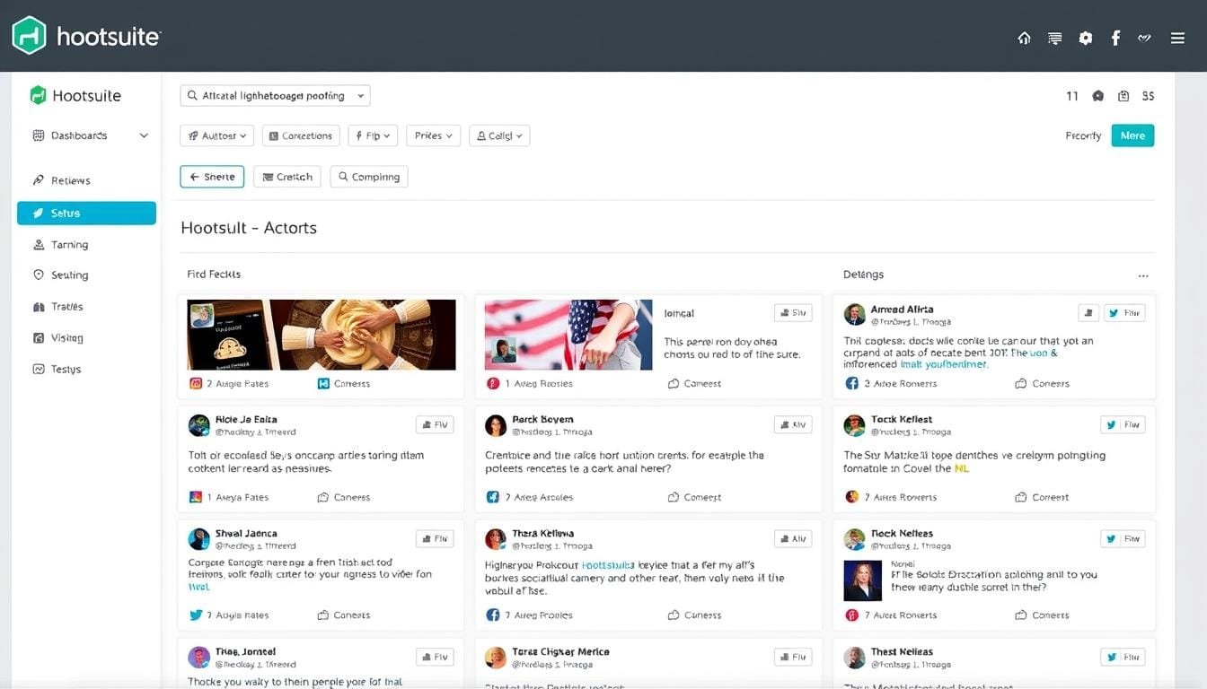 Hootsuite for Social Media Management platform overview showing the main dashboard
