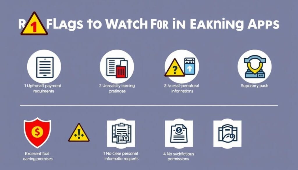 Infographic showing red flags to watch for in earning apps Infographic showing red flags to watch for in earning apps