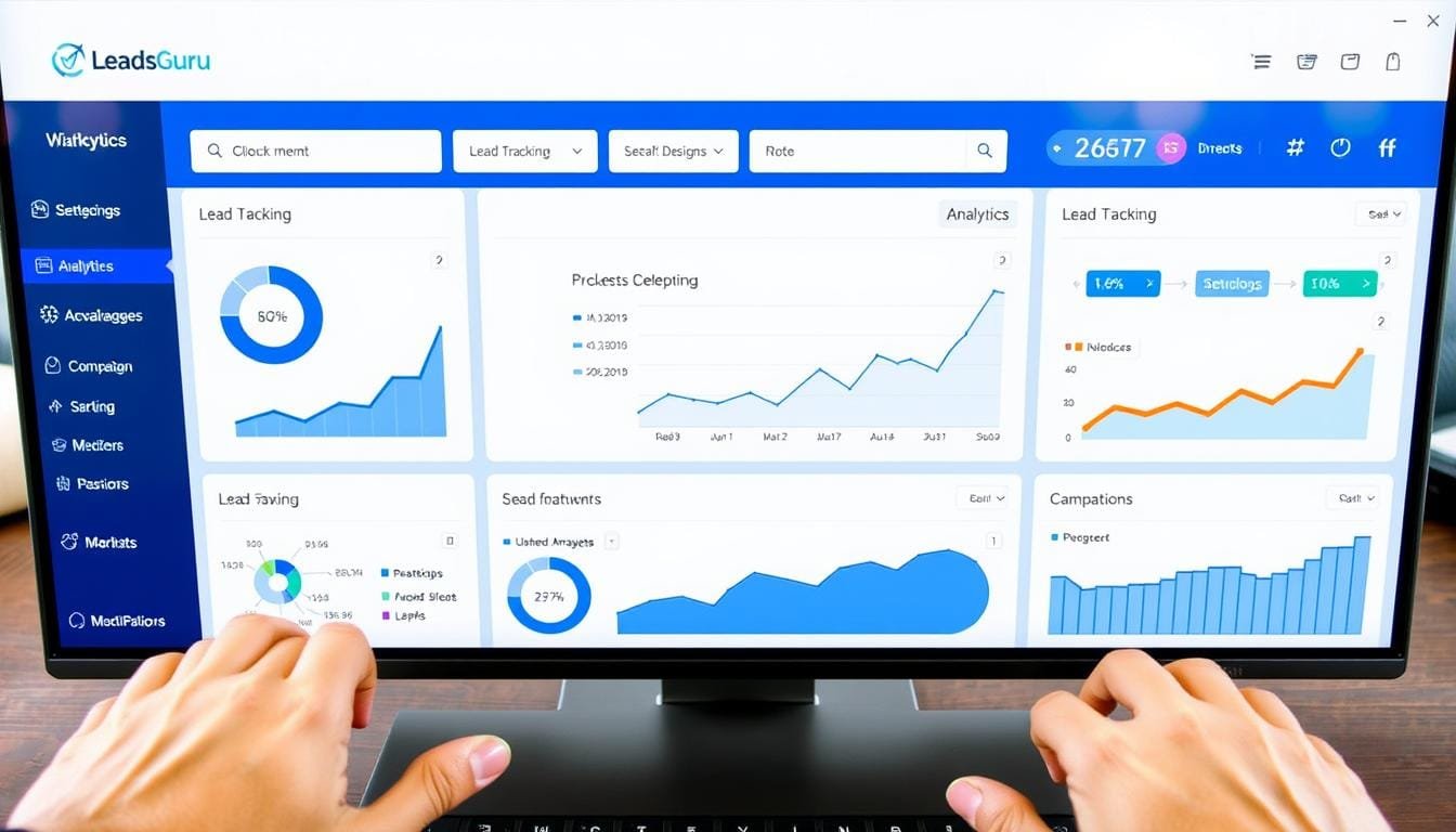 LeadsGuru dashboard interface showing main features in 2025