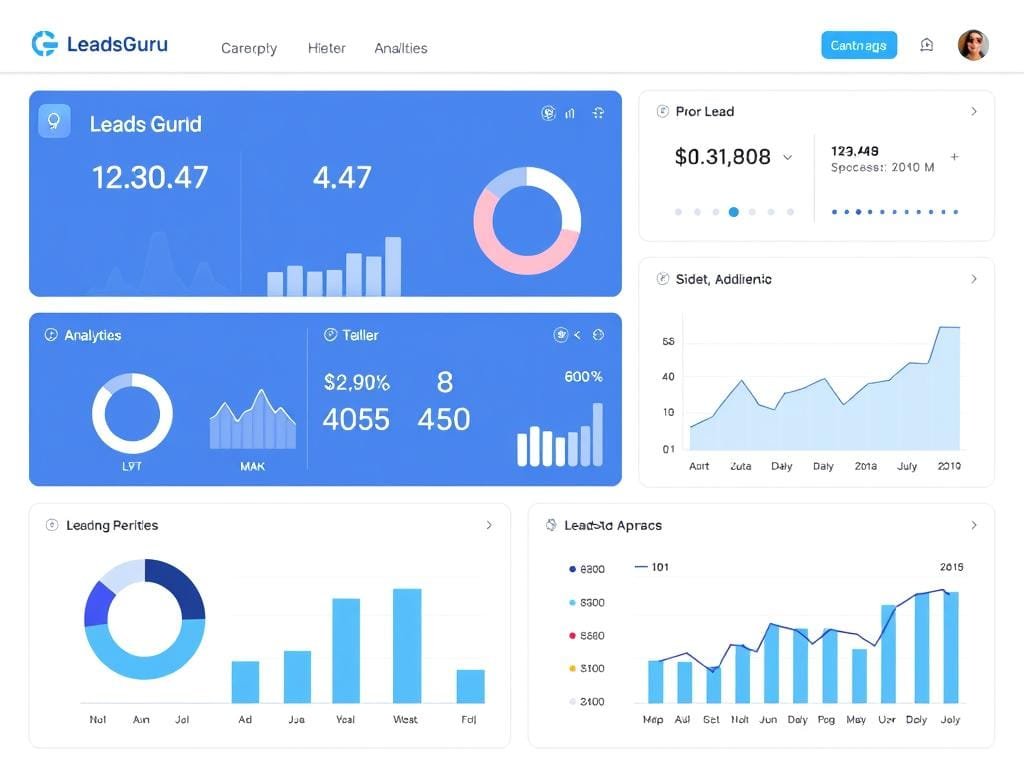 LeadsGuru dashboard showing key metrics and analytics for 2025 LeadsGuru dashboard showing key metrics and analytics for 2025