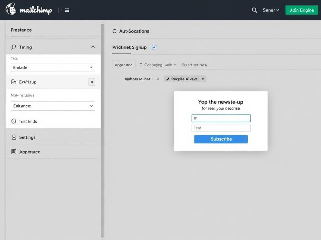 Mailchimp pop-up form builder interface Mailchimp pop-up form builder interface