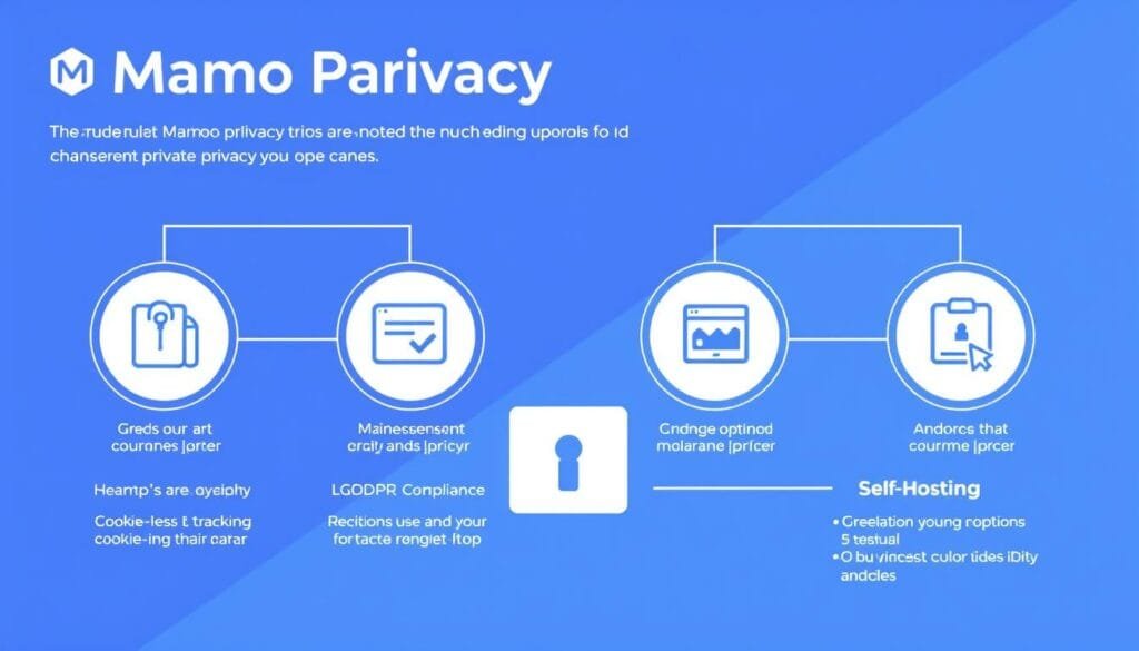 Matomo's key privacy features illustrated with icons and explanations Matomo's key privacy features illustrated with icons and explanations