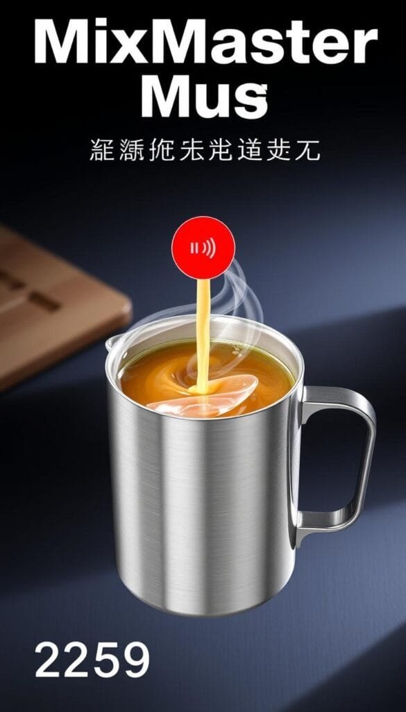 MixMaster Self-Stirring Coffee Mug with swirling liquid MixMaster Self-Stirring Coffee Mug with swirling liquid