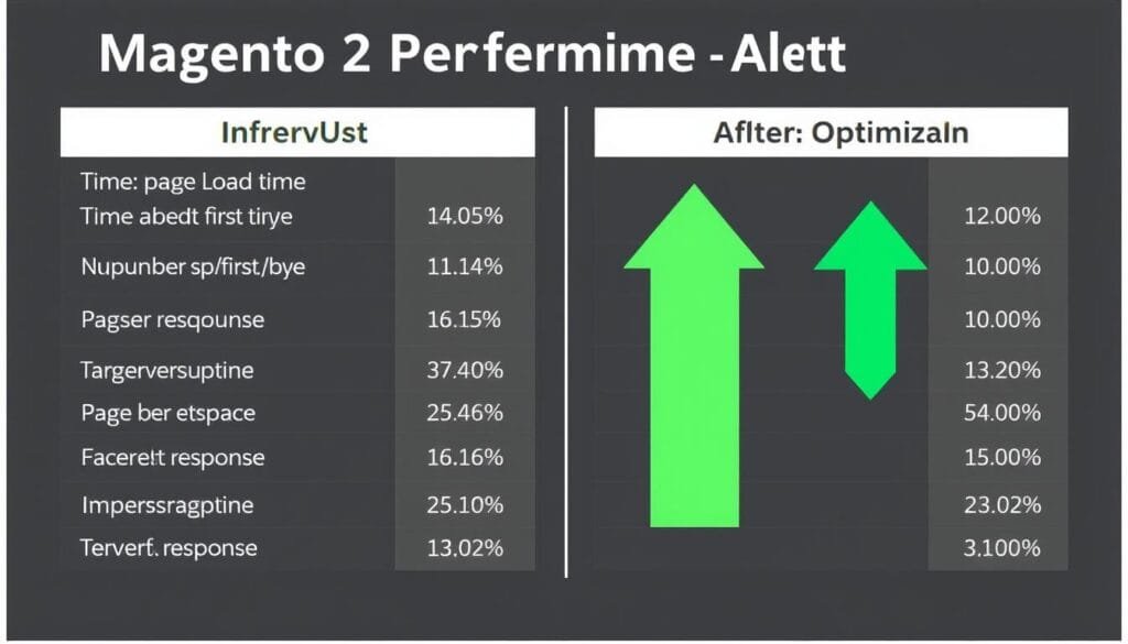 Performance Metrics Before/After Optimization showing improvements in load time and other metrics Performance Metrics Before/After Optimization showing improvements in load time and other metrics