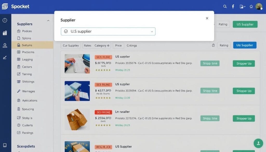 Screenshot of filtering US suppliers in Spocket Screenshot of filtering US suppliers in Spocket
