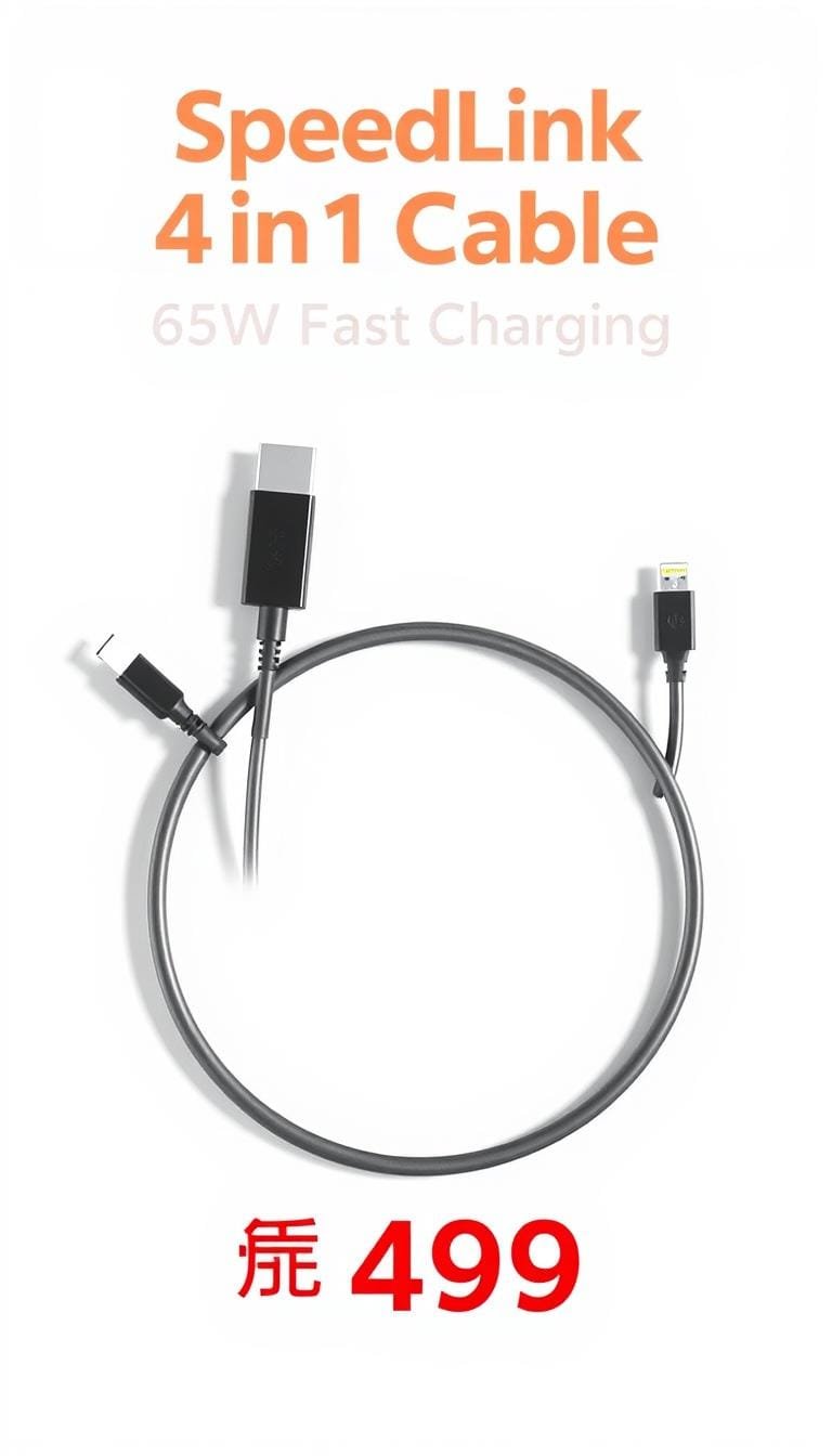 SpeedLink 4-in-1 Fast Charging Cable with multiple connectors