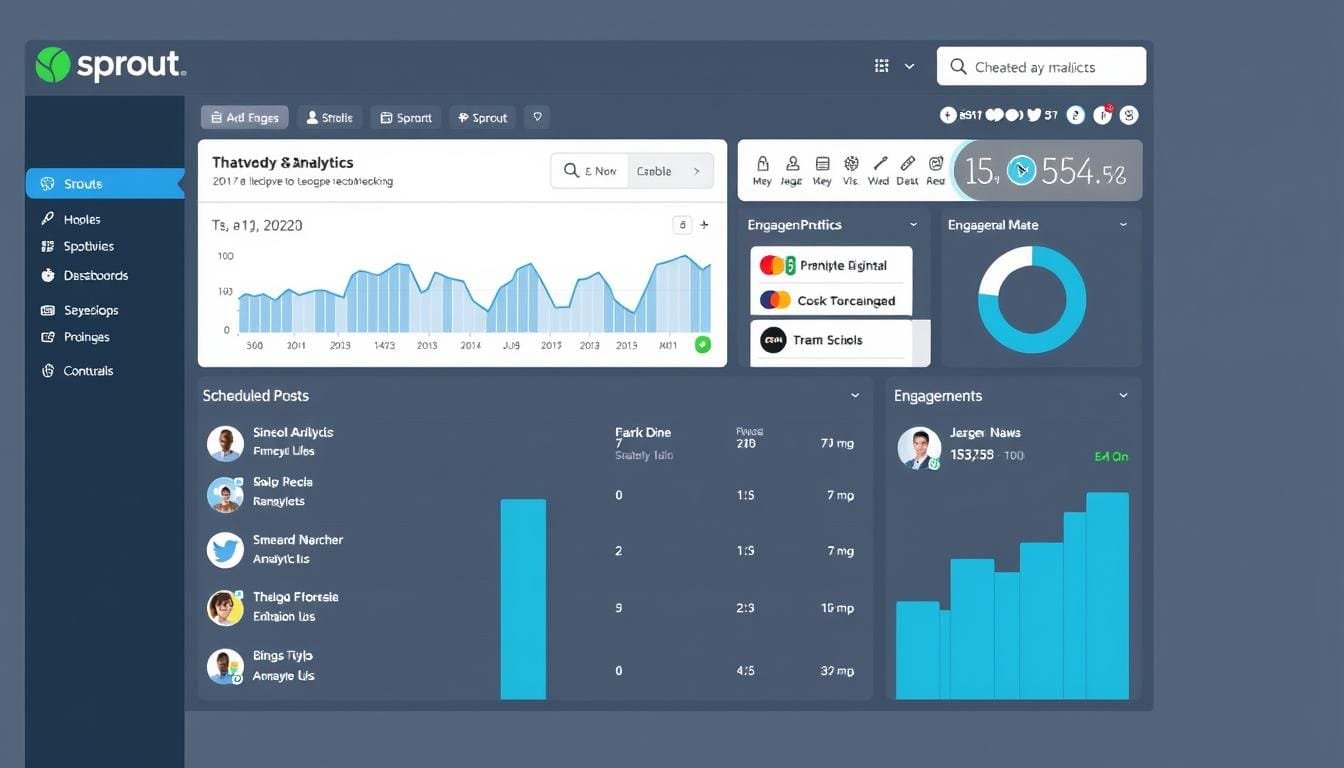 Sprout Social dashboard overview showing social media management interface