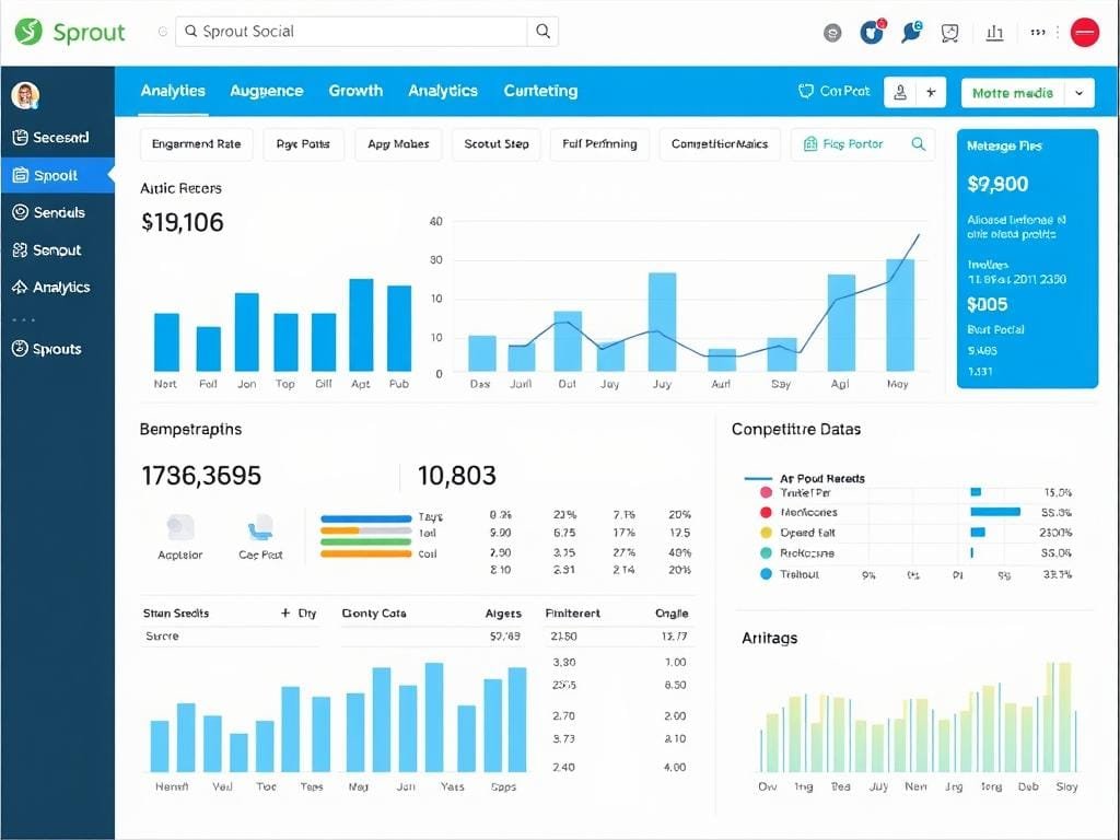 Sprout Social's detailed analytics report showing comprehensive metrics Sprout Social's detailed analytics report showing comprehensive metrics