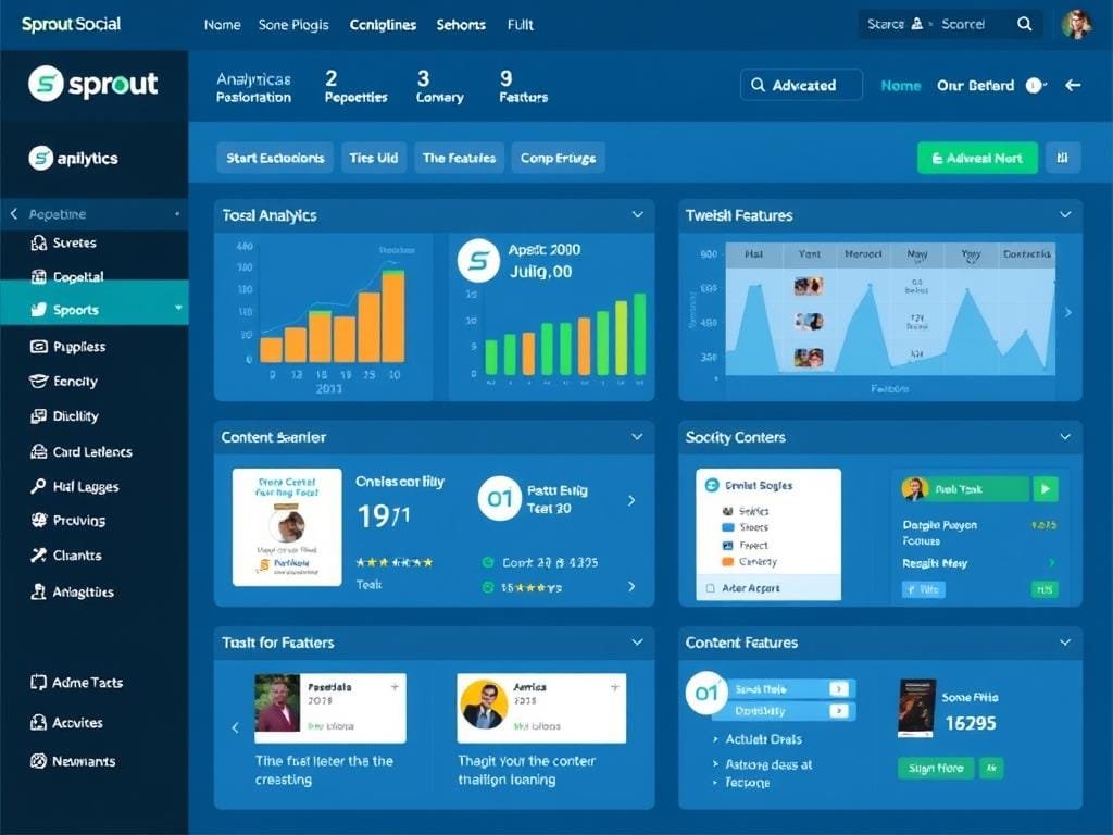 Sprout Social's user interface showing comprehensive dashboard Sprout Social's user interface showing comprehensive dashboard