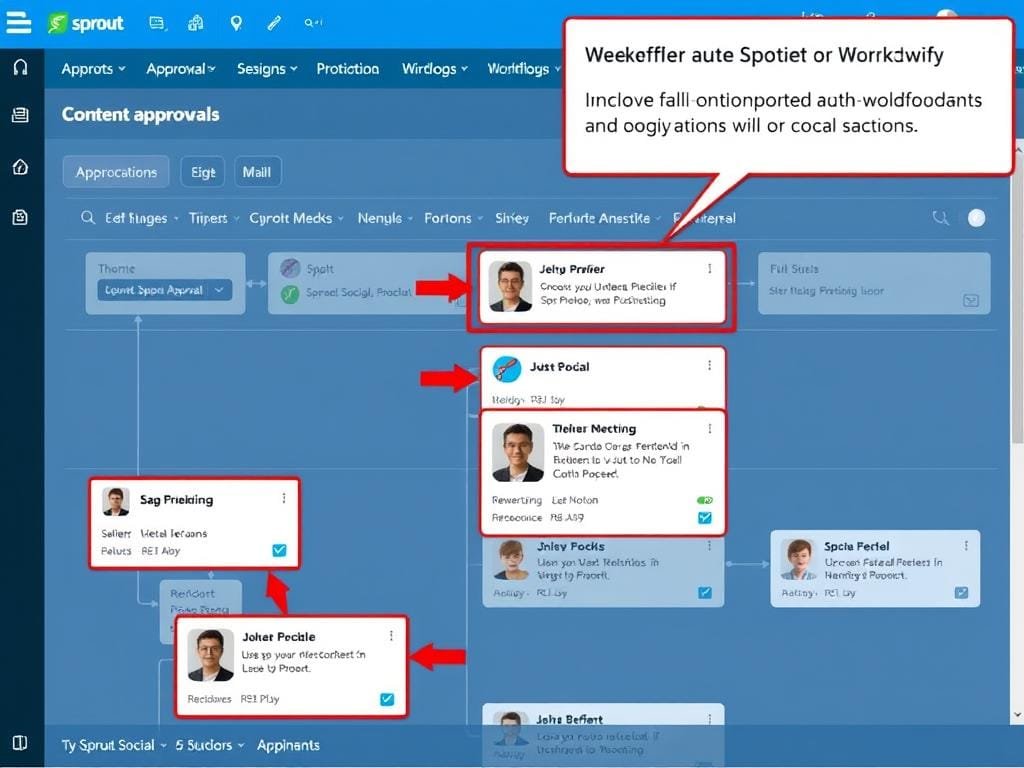 Sprout Social's workflow management interface showing approval process Sprout Social's workflow management interface showing approval process