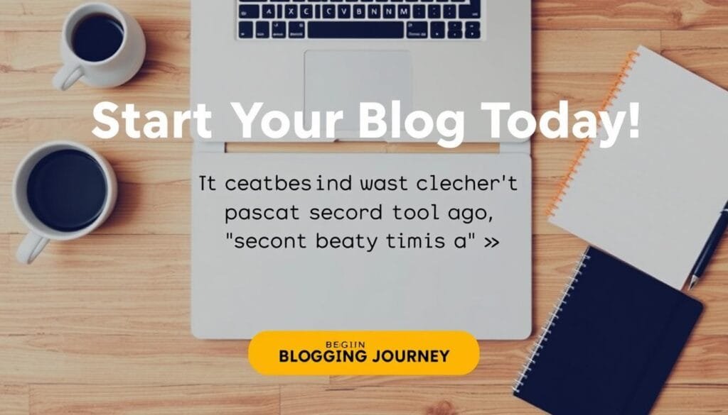 Start Your Blog Today! - inspirational quote + CTA button graphic Start Your Blog Today! - inspirational quote + CTA button graphic
