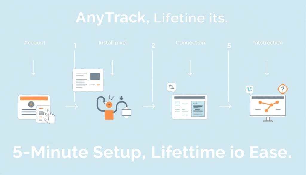 Step-by-step AnyTrack setup guide showing the simple integration process Step-by-step AnyTrack setup guide showing the simple integration process