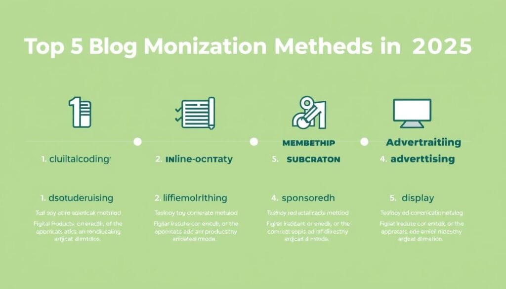 Top 5 Blog Monetization Methods in 2025 - text-based ranking graphic Top 5 Blog Monetization Methods in 2025 - text-based ranking graphic