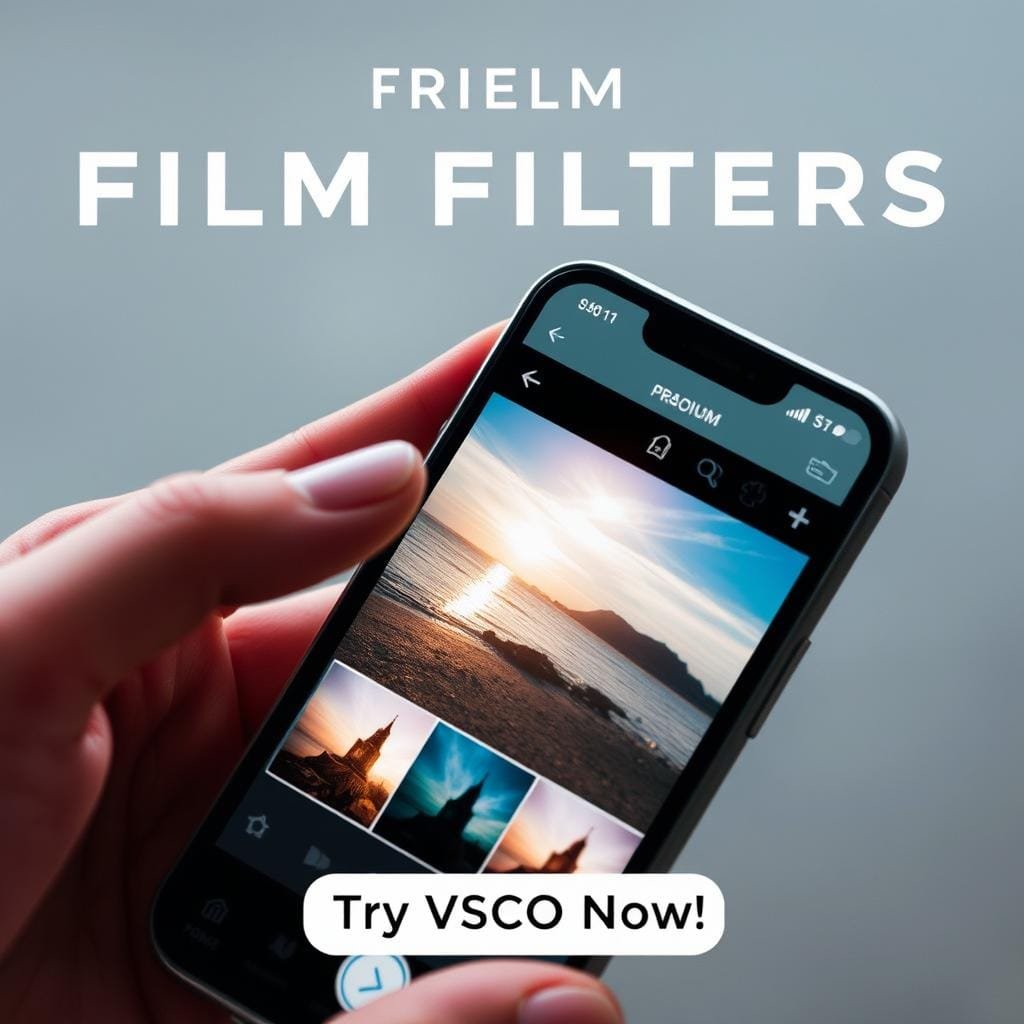 VSCO app interface showing film-inspired filters for Instagram Stories
