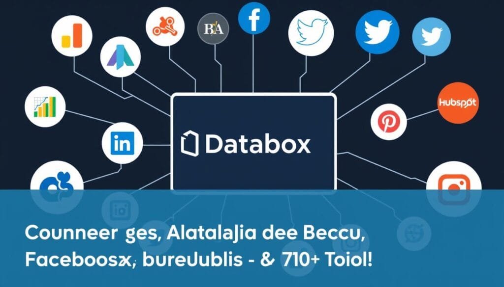 Visual showing Databox integrations with popular marketing platforms Visual showing Databox integrations with popular marketing platforms