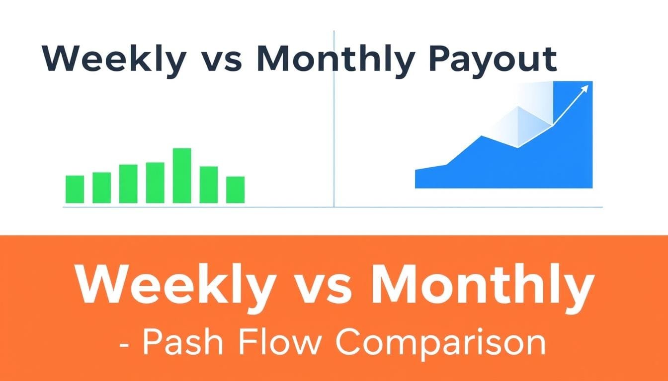 Weekly vs Monthly Payouts: Cash Flow Comparison chart showing the advantage of weekly affiliate payments